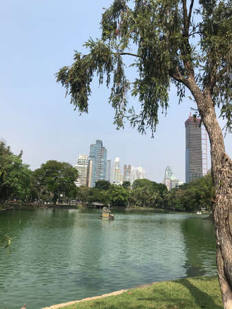 Bangkok, Thailand - February 9, 2020: Lumphini Park in downtown Bangkok in Thailand through the eyes of a touristのeditorial素材