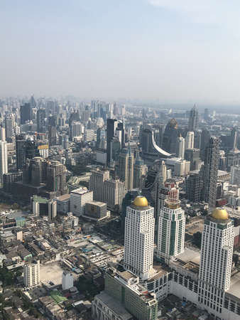 Bangkok, Thailand - February 9, 2020: view of the city of Bangkok in Thailand, top, skyscrapersのeditorial素材