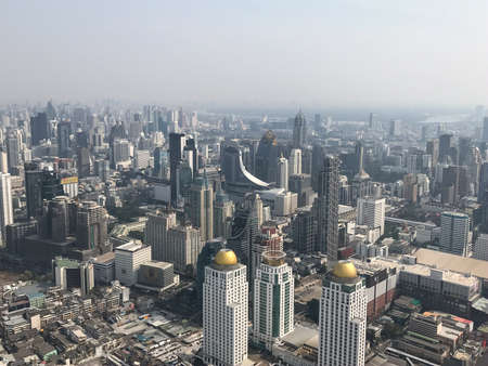 Bangkok, Thailand - February 9, 2020: view of the city of Bangkok in Thailand, top, skyscrapersのeditorial素材