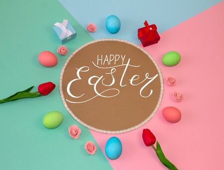 Holiday card, Easter banner with text - Happy Easterの写真素材