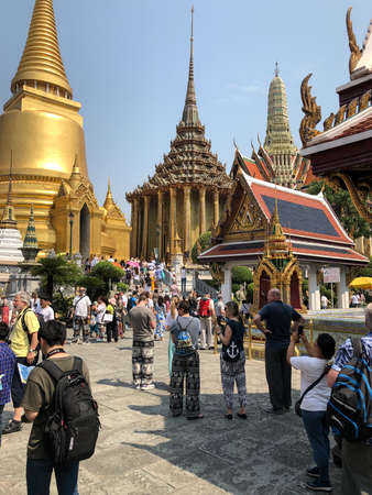 Bangkok, Thailand - February 10, 2020: Grand Palace, the royal palace and temple complex in Bangkok, Thailand, many touristsのeditorial素材