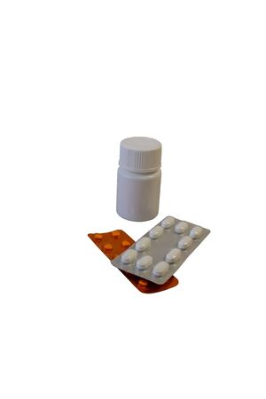 Tablets, medicines carved on a white backgroundの写真素材