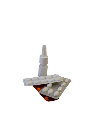 Tablets, medicines carved on a white backgroundの写真素材