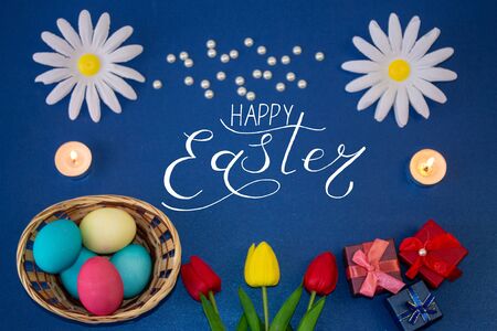 Holiday card, Easter banner with text - Happy Easterの写真素材