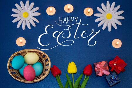 Holiday card, Easter banner with text - Happy Easterの写真素材