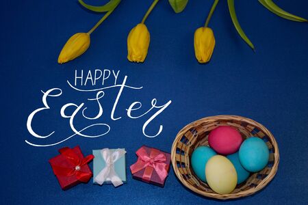 Holiday card, Easter banner with text - Happy Easterの写真素材