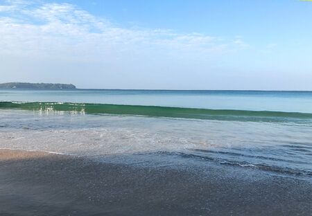 Beach and palm trees on the island of Phuket in Thailandの写真素材
