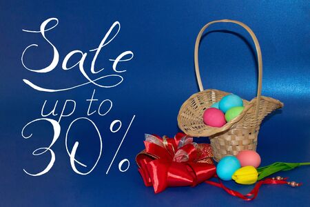 Holiday card, Easter banner with text - a discount of 30 per centの写真素材