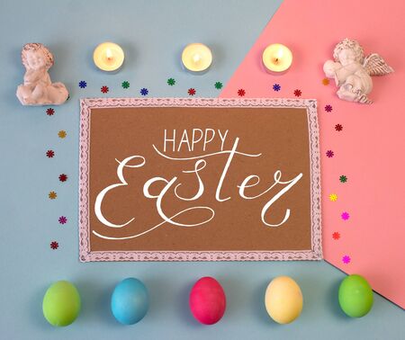Holiday card, Easter banner with text - Happy Easterの写真素材