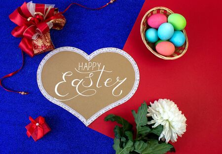 Holiday card, Easter banner with text - Happy Easterの写真素材