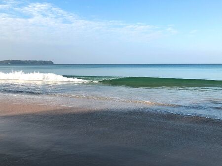 Beach and palm trees on the island of Phuket in Thailandの写真素材