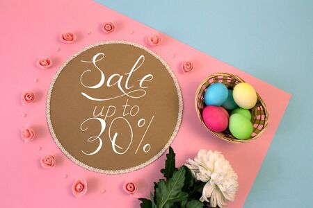 Holiday card, Easter banner with text - a discount of 30 per centの写真素材