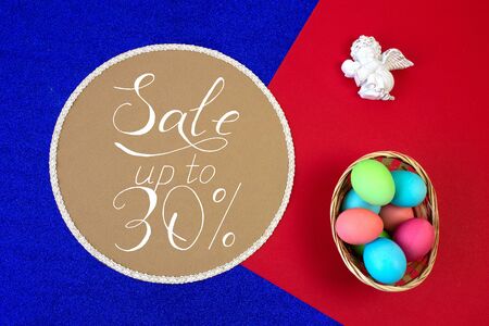 Holiday card, Easter banner with text - a discount of 30 per centの写真素材
