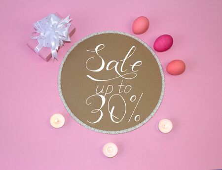 Holiday card, Easter banner with text - a discount of 30 per centの写真素材