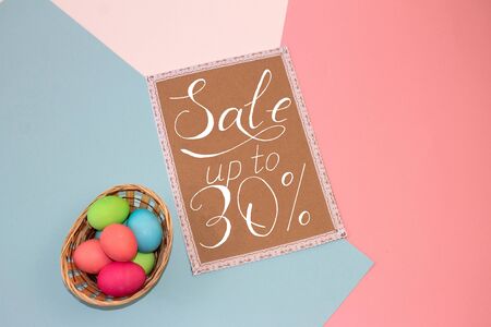 Holiday card, Easter banner with text - a discount of 30 per centの写真素材
