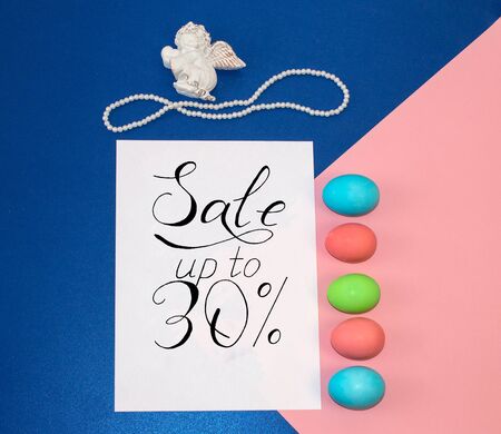 Holiday card, Easter banner with text - a discount of 30 per centの写真素材