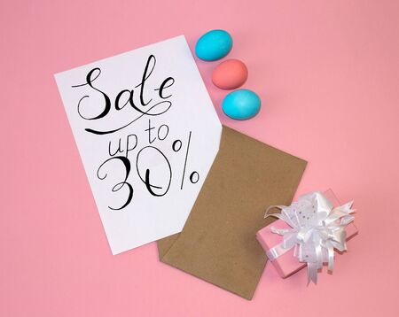 Holiday card, Easter banner with text - a discount of 30 per centの写真素材