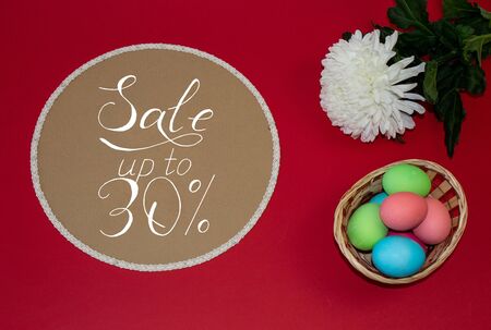 Holiday card, Easter banner with text - a discount of 30 per centの写真素材