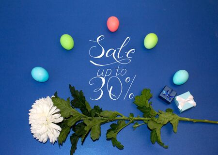 Holiday card, Easter banner with text - a discount of 30 per centの写真素材