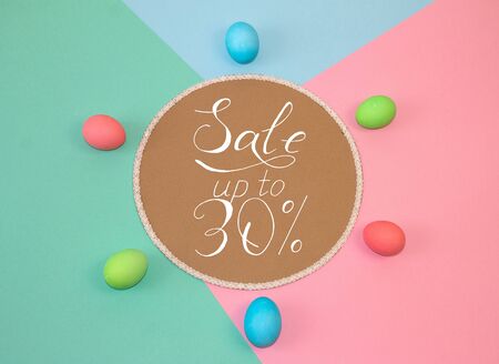 Holiday card, Easter banner with text - a discount of 30 per centの写真素材