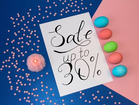 Holiday card, Easter banner with text - a discount of 30 per centの写真素材