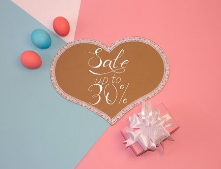 Holiday card, Easter banner with text - a discount of 30 per centの写真素材