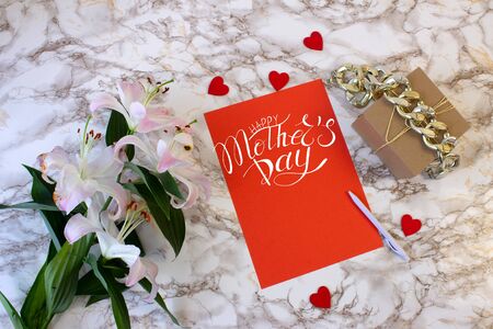 Card, banner, congratulations template on Mother Dayの写真素材