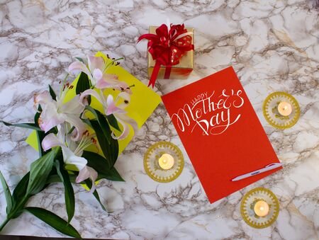 Card, banner, congratulations template on Mother Dayの写真素材