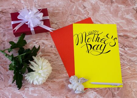 Card, banner, congratulations template on Mother Dayの写真素材