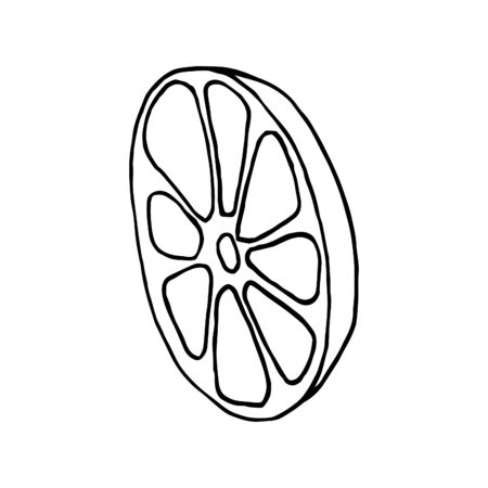 isolated on white background lemon drawing Stock illustration vector design element for printing, scrapbooking, postcardのイラスト素材