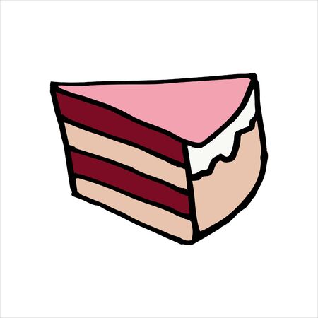 Isolated on white background sweets, cake, pastry, Stock Illustration, vector, hand drawing, design element  for printing, scrapbooking, postcardのイラスト素材