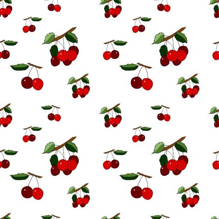 Seamless pattern with cherry Stock illustration, vector, hand drawing, design element  for printing, scrapbooking, postcardのイラスト素材