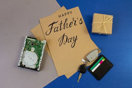 Greeting card for father's day for working on the computer