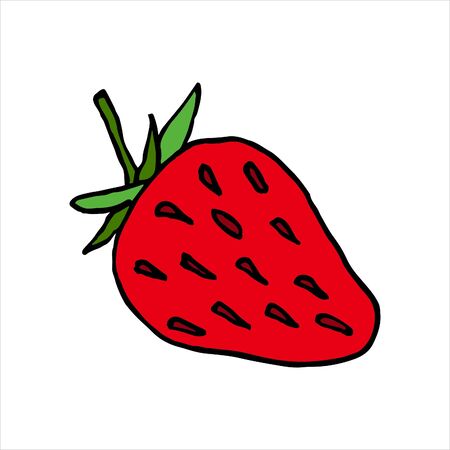 Isolated on white background strawberry, Stock Illustration, vector, hand drawing, design element for printing, scrapbooking, postcardのイラスト素材