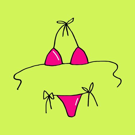 hand-drawing women's swimsuit, summer, vector, doodleのイラスト素材