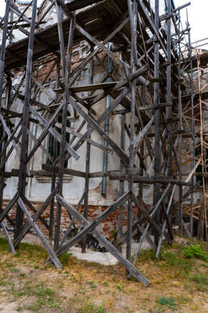 photo restoration of the church, scaffoldingの写真素材