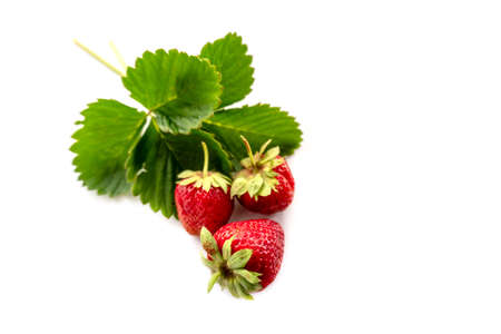 Isolated on white background strawberry, close-up photo