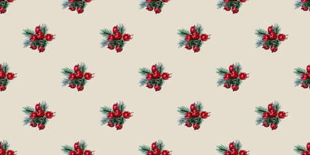 Festive New Year's seamless pattern with a branchの写真素材