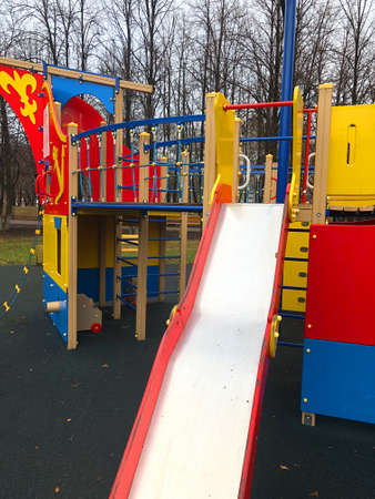 playground, slides, swings, a ladder in city park