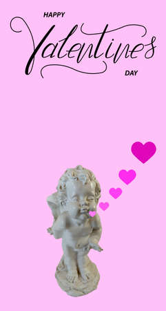 Happy Valentine's day! Card, online banner, greeting card, Flat lay on Valentine's Day