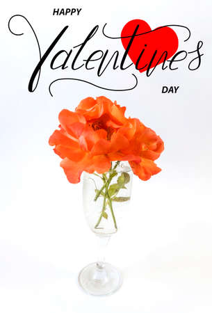 Happy Valentine's day! Card, online banner, greeting card, Flat lay on Valentine's Dayの写真素材