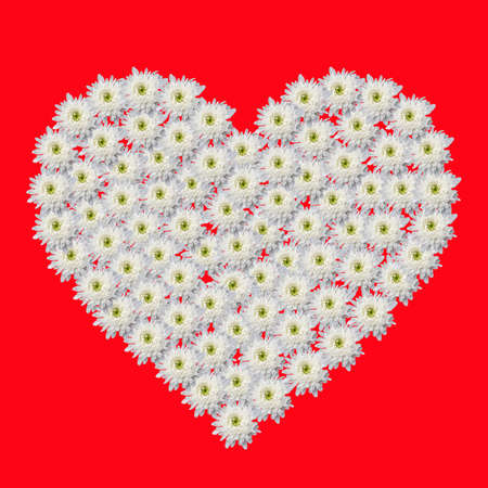 Happy Valentine's day! Heart made of flowersの写真素材