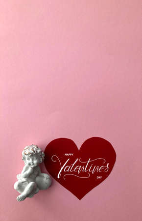 Happy Valentine's day! Card, online banner, greeting card, Flat lay on Valentine's Dayの写真素材