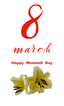 International Women's Day March 8! Flat Lay, banner, greeting card with flowers from March 8.の写真素材
