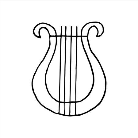 hand drawing, vector image of gusliのイラスト素材