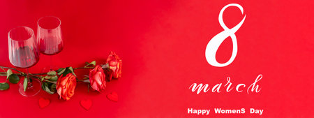 International Women's Day March 8! Flat Lay, banner, greeting card with flowers from March 8.の写真素材