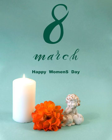 International Women's Day March 8! Flat Lay, banner, greeting card with flowers from March 8.の写真素材