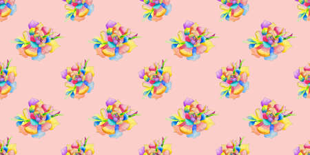 Seamless pattern with watercolor flower multicolored