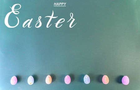 Happy easter! Flat Lay, Internet banner with Copy Space on Easter