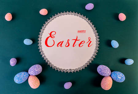 Happy easter! Flat Lay, Internet banner, postcard on Easterの写真素材